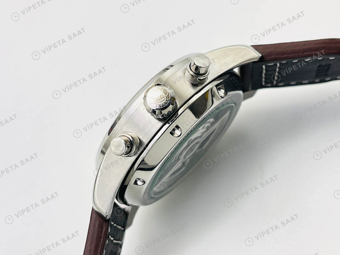 IWC Pilot Kronograf Yeşil Kadran Çelik Deri Kordon Super Clone ETA Eta Saat detay 8