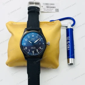 IWC Pilot Mark XVIII Le Petit Prince Mavi Kadran Siyah 40mm Super Clone ETA Eta Saat karşıdan görünüm