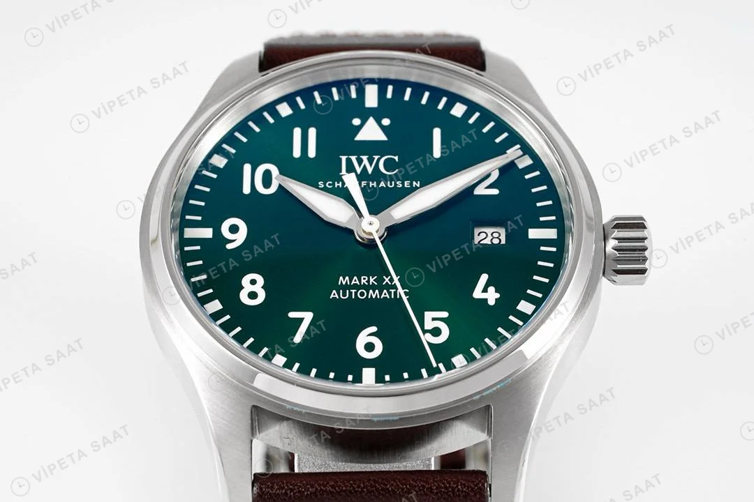 IWC Pilot Mark XX Green Dial IW328206 Super Clone ETA Saat detay 4