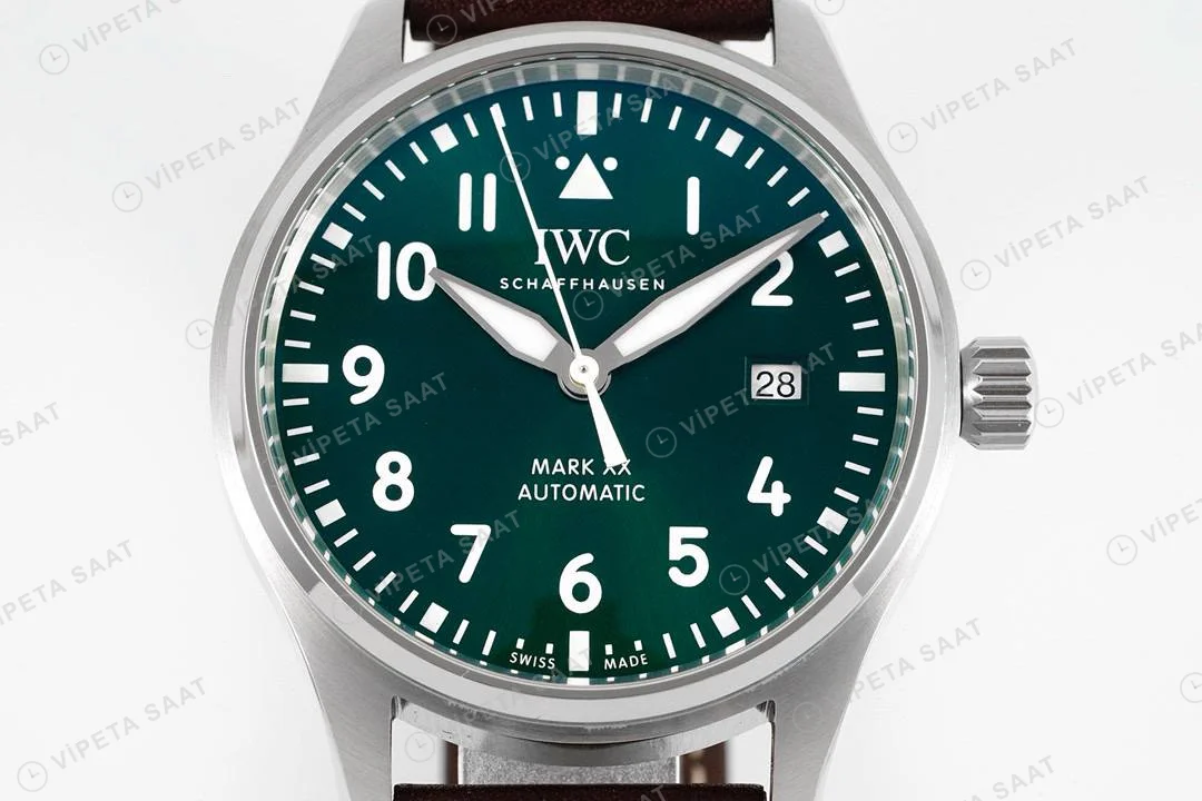 IWC Pilot Mark XX Green Dial IW328206 Super Clone ETA Saat detay 6