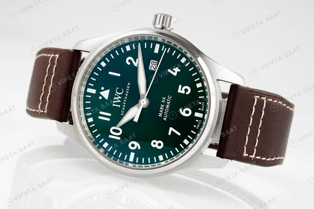 IWC Pilot Mark XX Green Dial IW328206 Super Clone ETA Saat detay 7