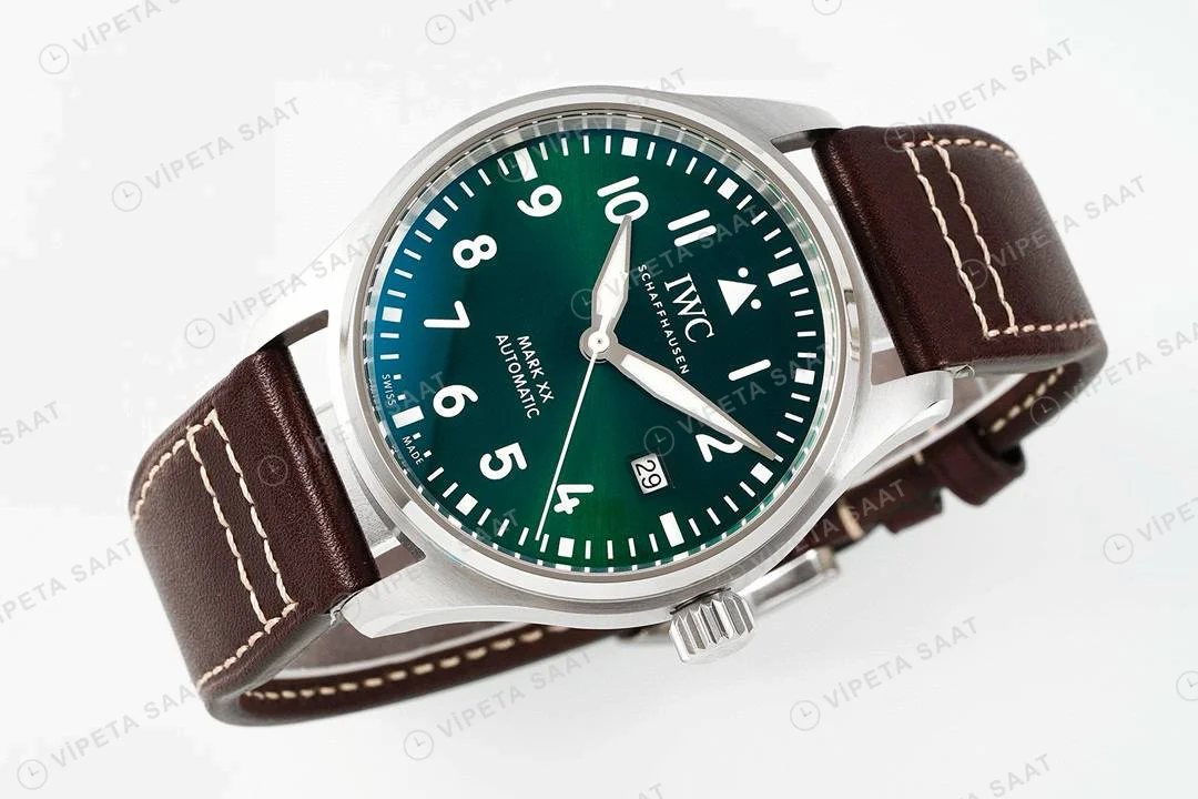 IWC Pilot Mark XX Green Dial IW328206 Super Clone ETA Saat detay 9