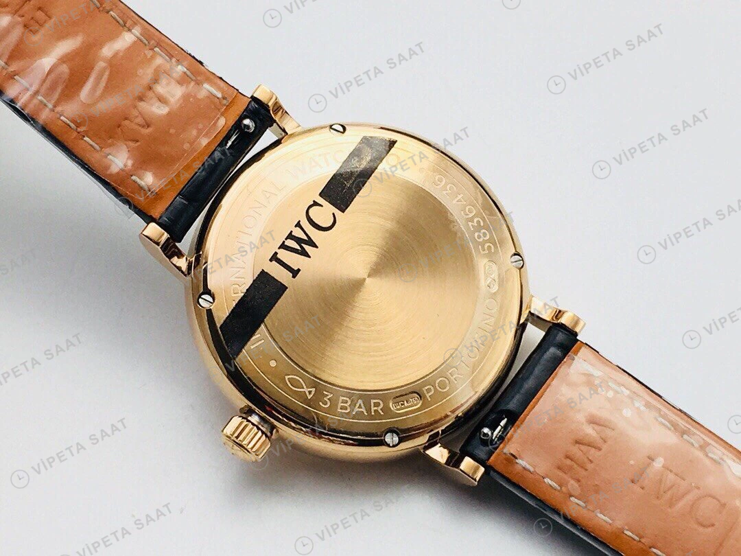 IWC Portofino Beyaz Kadran Gold 34mm Super Clone ETA Eta Saat detay 7