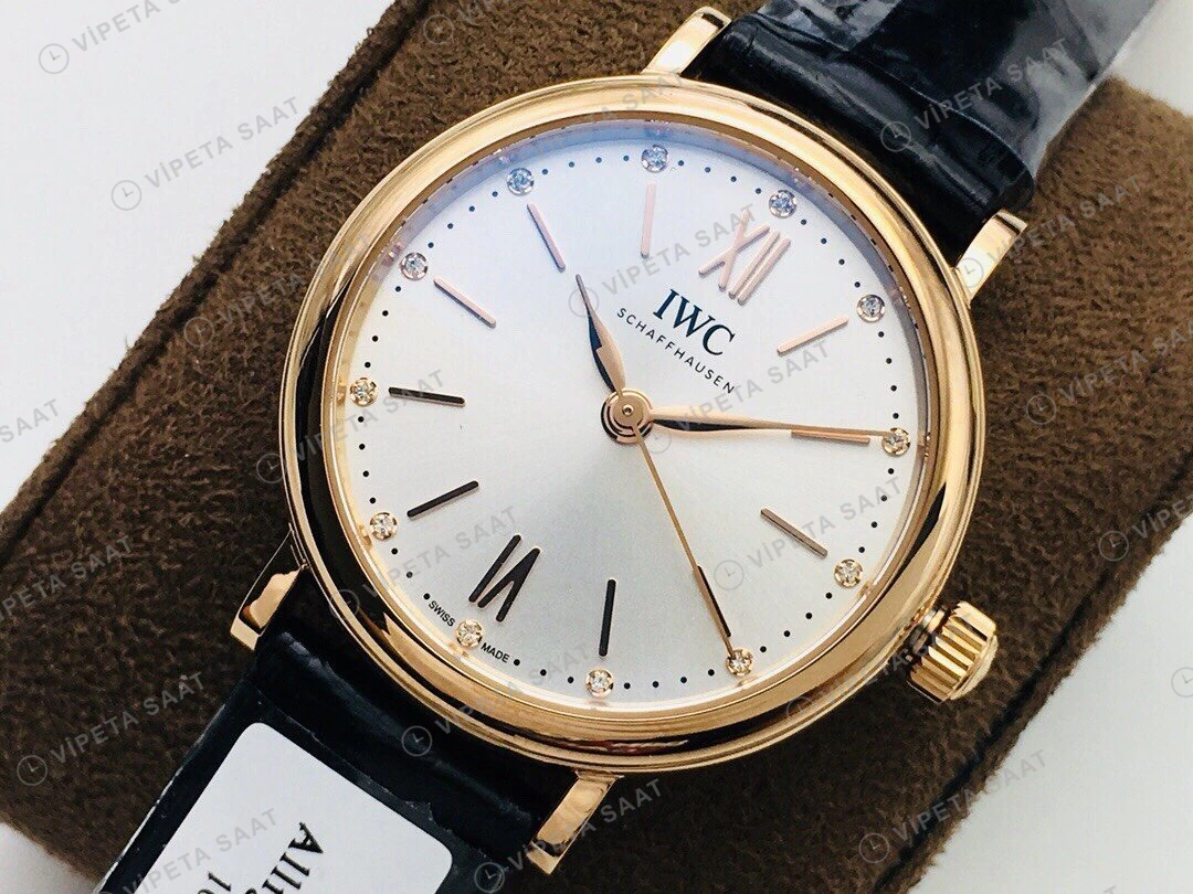 IWC Portofino Beyaz Kadran Gold 34mm Super Clone ETA Eta Saat detay 9