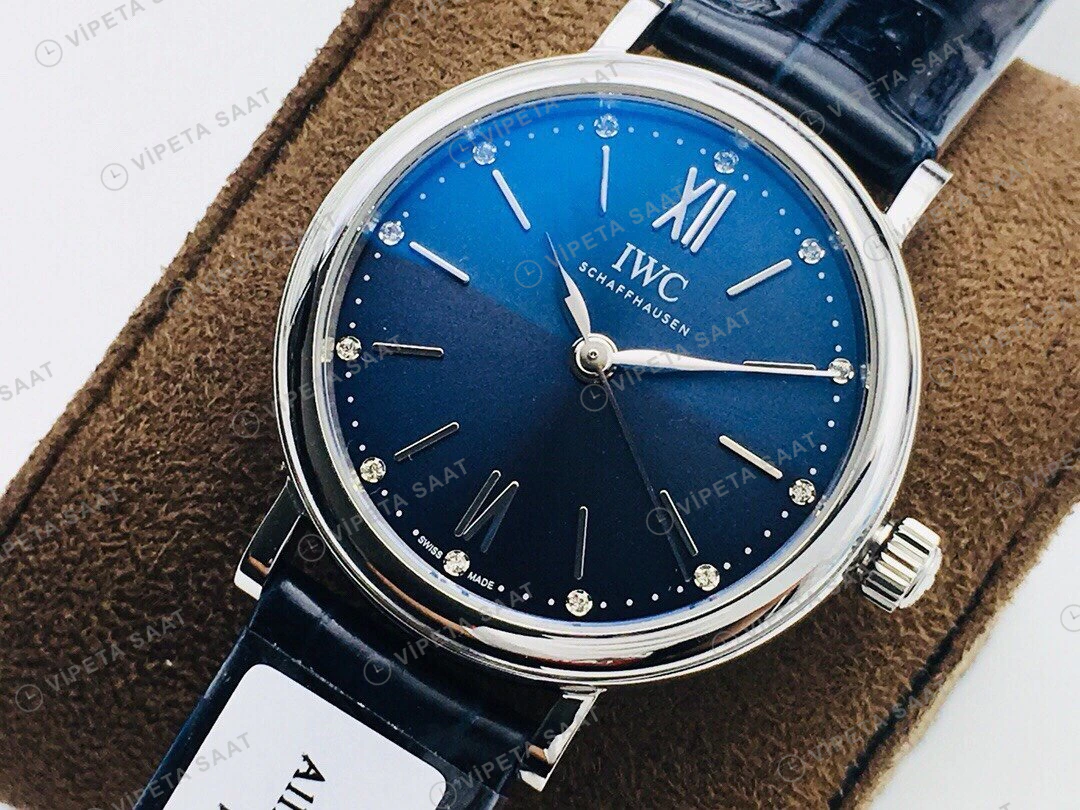 IWC Portofino Mavi Kadran Çelik 34mm Super Clone ETA Eta Saat detay 8