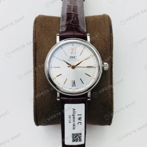 IWC Portofino Otomatik Beyaz Kadran Çelik 34mm Super Clone ETA Eta Saat karşıdan görünüm