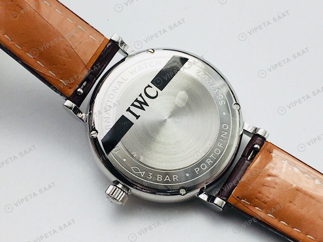 IWC Portofino Otomatik Beyaz Kadran Çelik 34mm Super Clone ETA Eta Saat detay 5