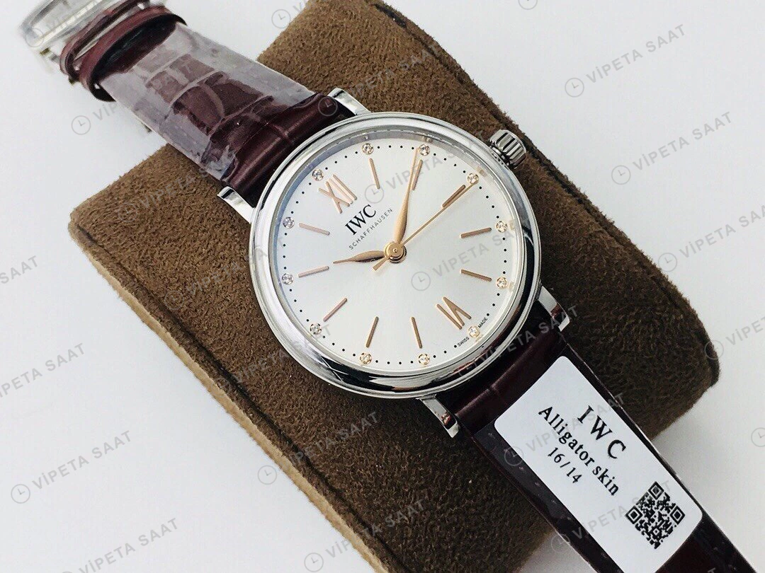 IWC Portofino Otomatik Beyaz Kadran Çelik 34mm Super Clone ETA Eta Saat detay 9