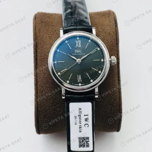 IWC Portofino Otomatik Yeşil Kadran Çelik 34mm Super Clone ETA Eta Saat karşıdan görünüm