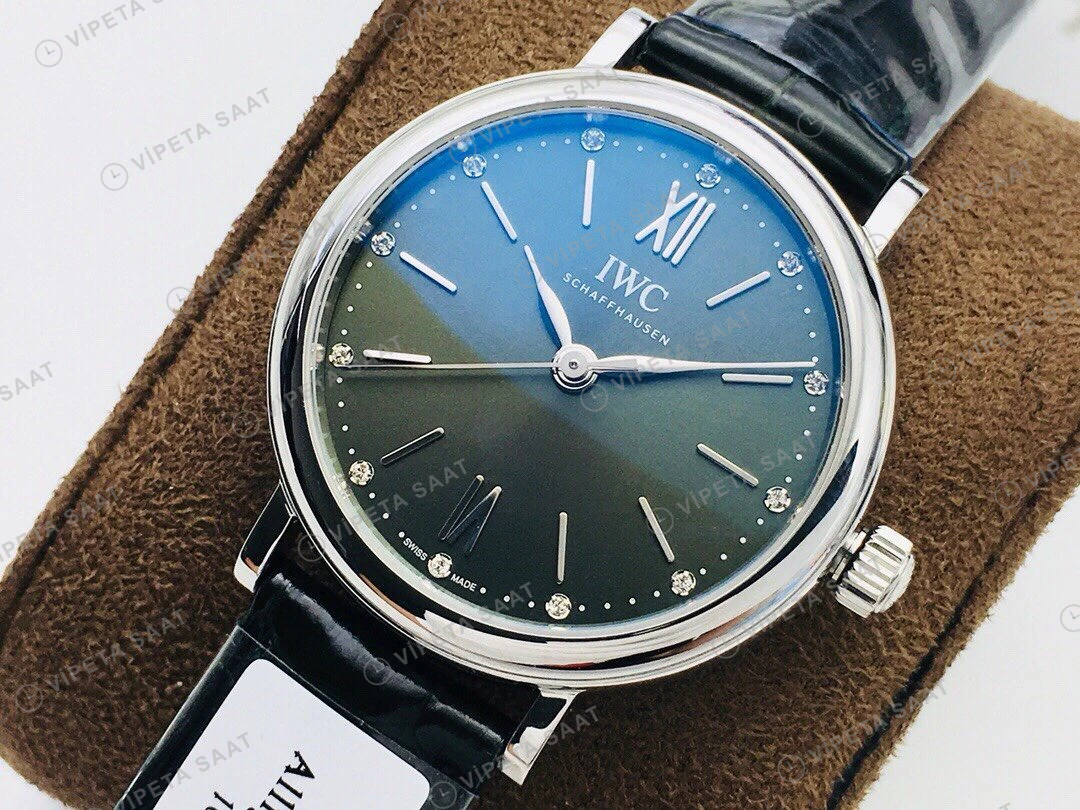 IWC Portofino Otomatik Yeşil Kadran Çelik 34mm Super Clone ETA Eta Saat detay 8