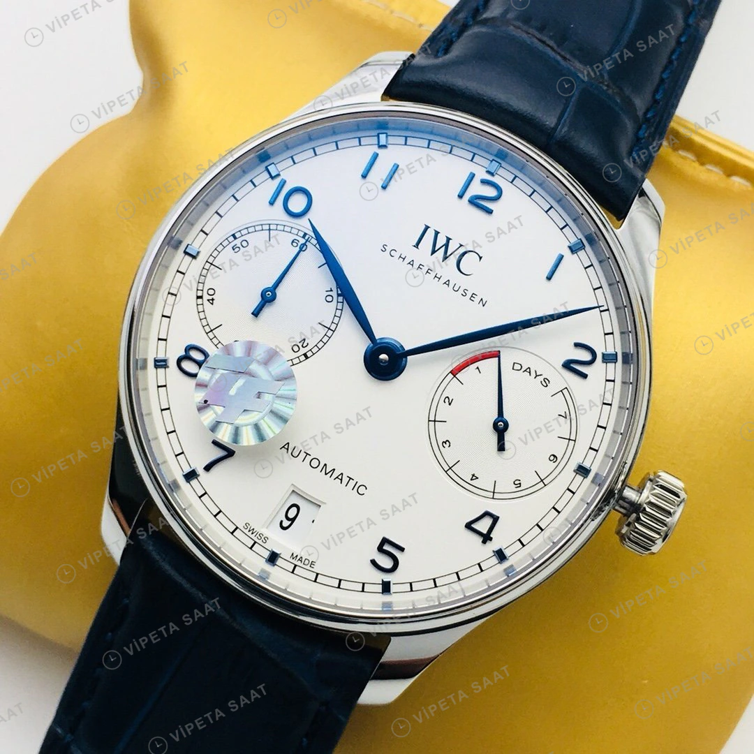 IWC Portugieser Beyaz Kadran Çelik Super Clone ETA Eta Saat detay 6