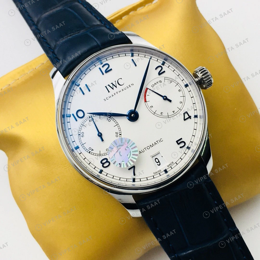 IWC Portugieser Beyaz Kadran Çelik Super Clone ETA Eta Saat detay 7