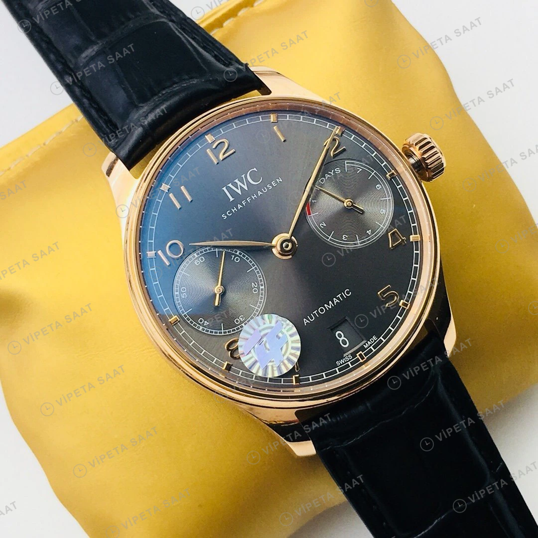 IWC Portugieser Gri Kadran Gold Super Clone ETA Eta Saat detay 9