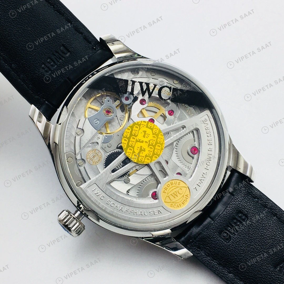 IWC Portugieser Mavi Kadran Çelik Super Clone ETA Eta Saat detay 8