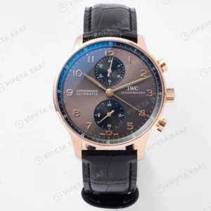 IWC Portuguese Chronograph Brown Dial Super Clone ETA Saat karşıdan görünüm