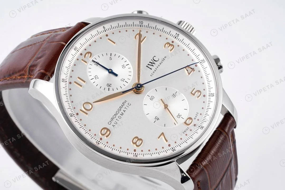IWC Portuguese Chronograph Silver Dial 41mm ETA Saat Super Clone ETA detay 3