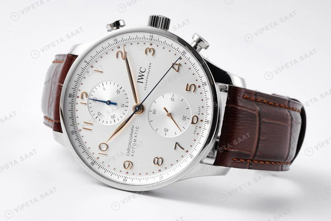 IWC Portuguese Chronograph Silver Dial 41mm ETA Saat Super Clone ETA detay 4