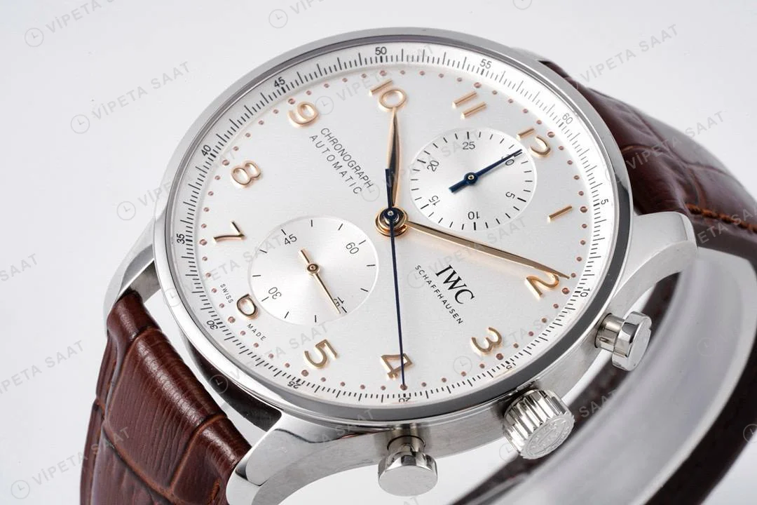 IWC Portuguese Chronograph Silver Dial 41mm ETA Saat Super Clone ETA detay 7