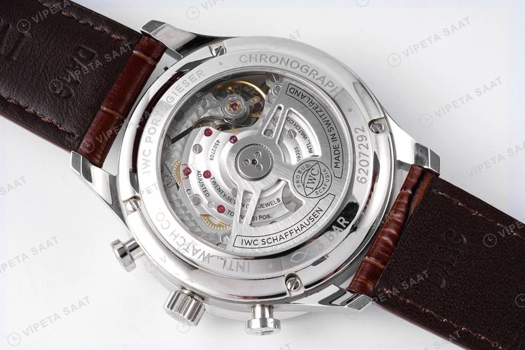 IWC Portuguese Chronograph Silver Dial 41mm ETA Saat Super Clone ETA detay 8