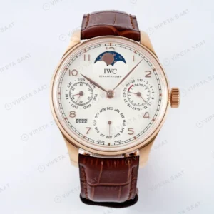IWC Portuguese IW503302 Rose Çelik Perpetual Calendar Super Clone ETA Saat karşıdan görünüm