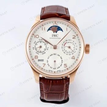 IWC Portuguese IW503302 Rose Çelik Perpetual Calendar Super Clone ETA Saat karşıdan görünüm