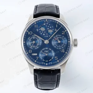 IWC Portuguese IW503401 Mavi Perpetual Calendar Super Clone ETA Saat karşıdan görünüm