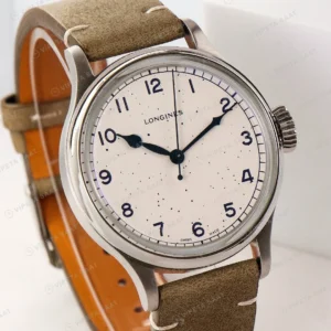 Longines Heritage Military 38.5mm Krem Kadran Yeşil Deri Super Clone ETA Saat detay 3