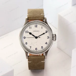Longines Heritage Military 38.5mm Krem Kadran Yeşil Deri Super Clone ETA Saat yan görünüm