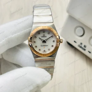 Omega Constellation Beyaz Kadran Çelik 28mm Super Clone ETA Eta Saat yan görünüm