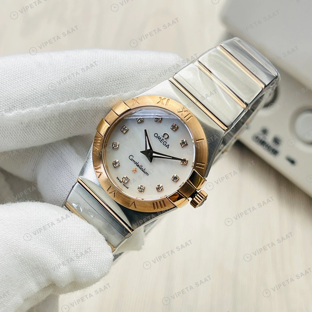 Omega Constellation Beyaz Kadran Çelik 28mm Super Clone ETA Eta Saat detay 3