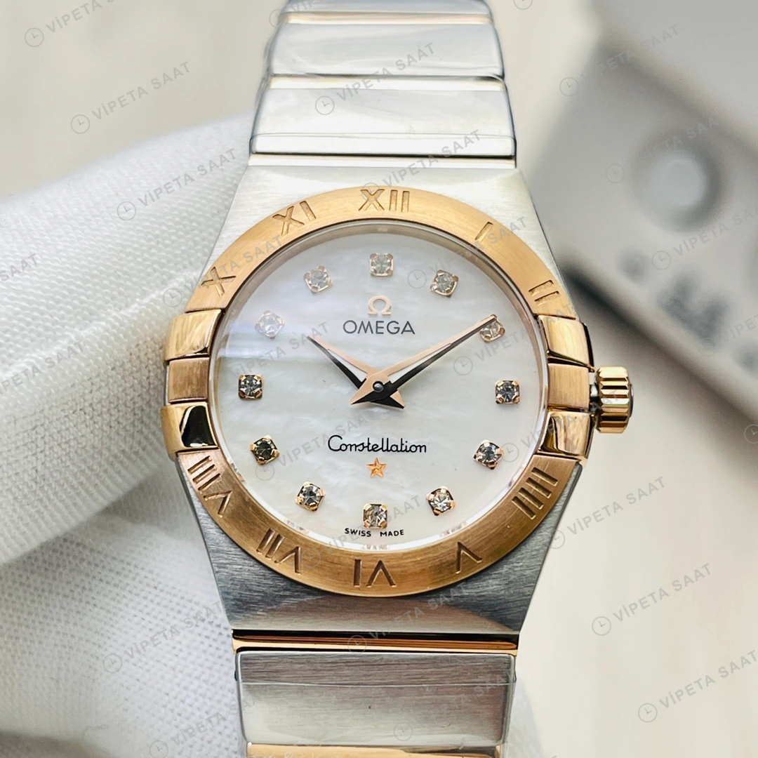 Omega Constellation Beyaz Kadran Çelik 28mm Super Clone ETA Eta Saat detay 4