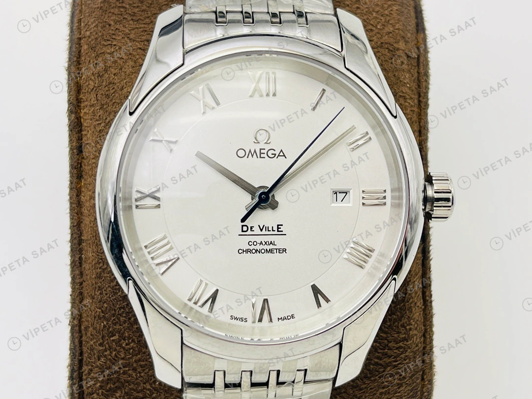 Omega De Ville Co-Axial Chronometer Beyaz Kadran Çelik Super Clone ETA Eta Saat detay 4