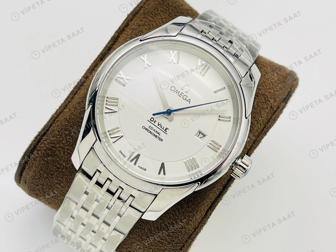 Omega De Ville Co-Axial Chronometer Beyaz Kadran Çelik Super Clone ETA Eta Saat detay 8