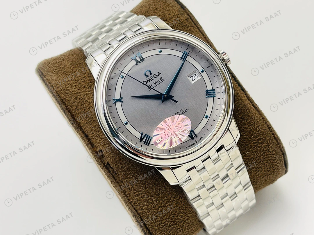 Omega De Ville Co-Axial Gri Kadran Çelik 40mm Super Clone ETA Eta Saat detay 6