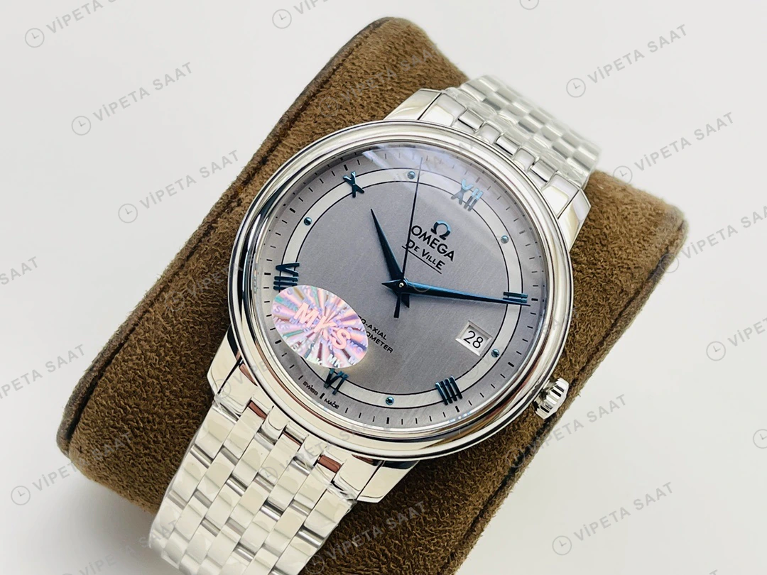 Omega De Ville Co-Axial Gri Kadran Çelik 40mm Super Clone ETA Eta Saat detay 7