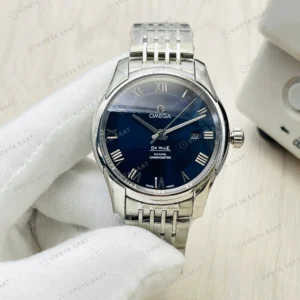 Omega De Ville Co-Axial Mavi Kadran Çelik 40mm Super Clone ETA Eta Saat detay 4