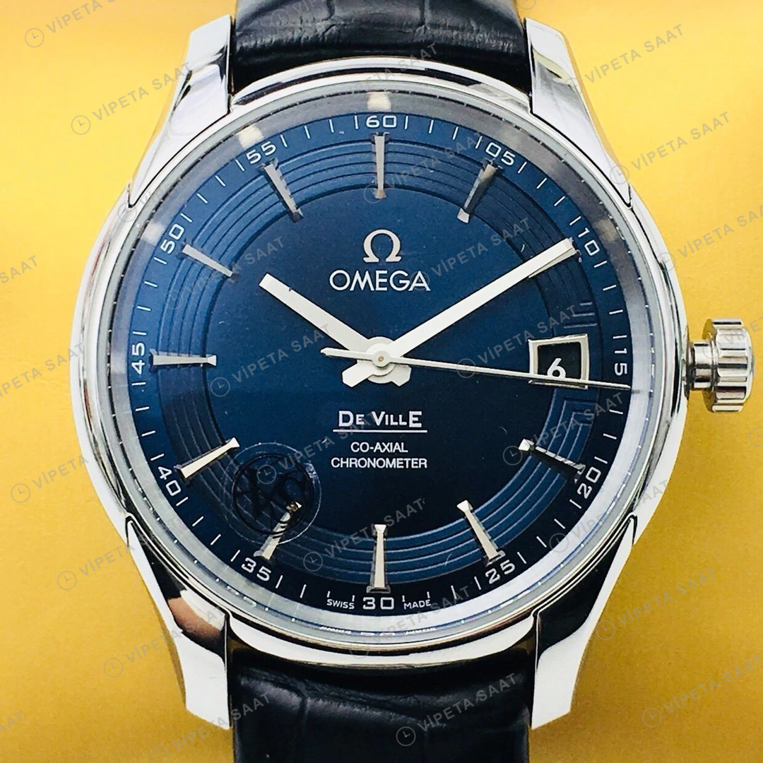 Omega De Ville Mavi Kadran Çelik Super Clone ETA Eta Saat detay 3