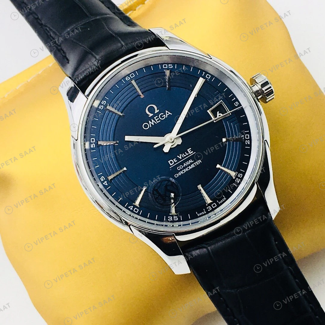 Omega De Ville Mavi Kadran Çelik Super Clone ETA Eta Saat detay 8