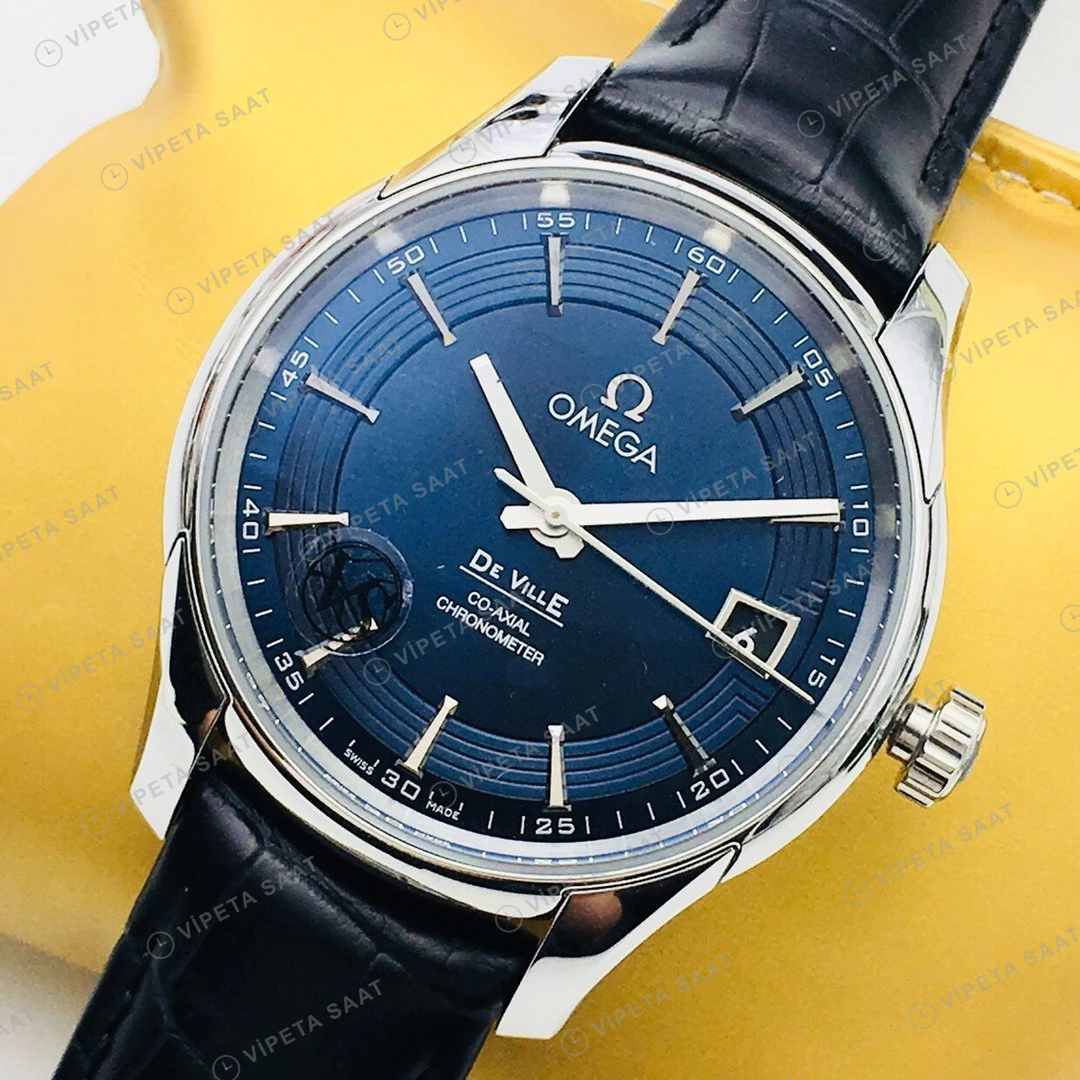 Omega De Ville Mavi Kadran Çelik Super Clone ETA Eta Saat detay 9