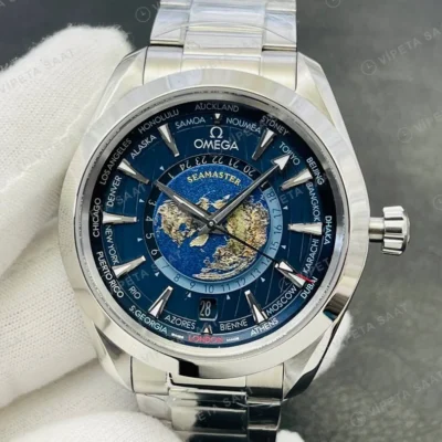 Omega Seamaster Aqua Terra 150M GMT Worldtimer Super Clone ETA Saat karşıdan görünüm