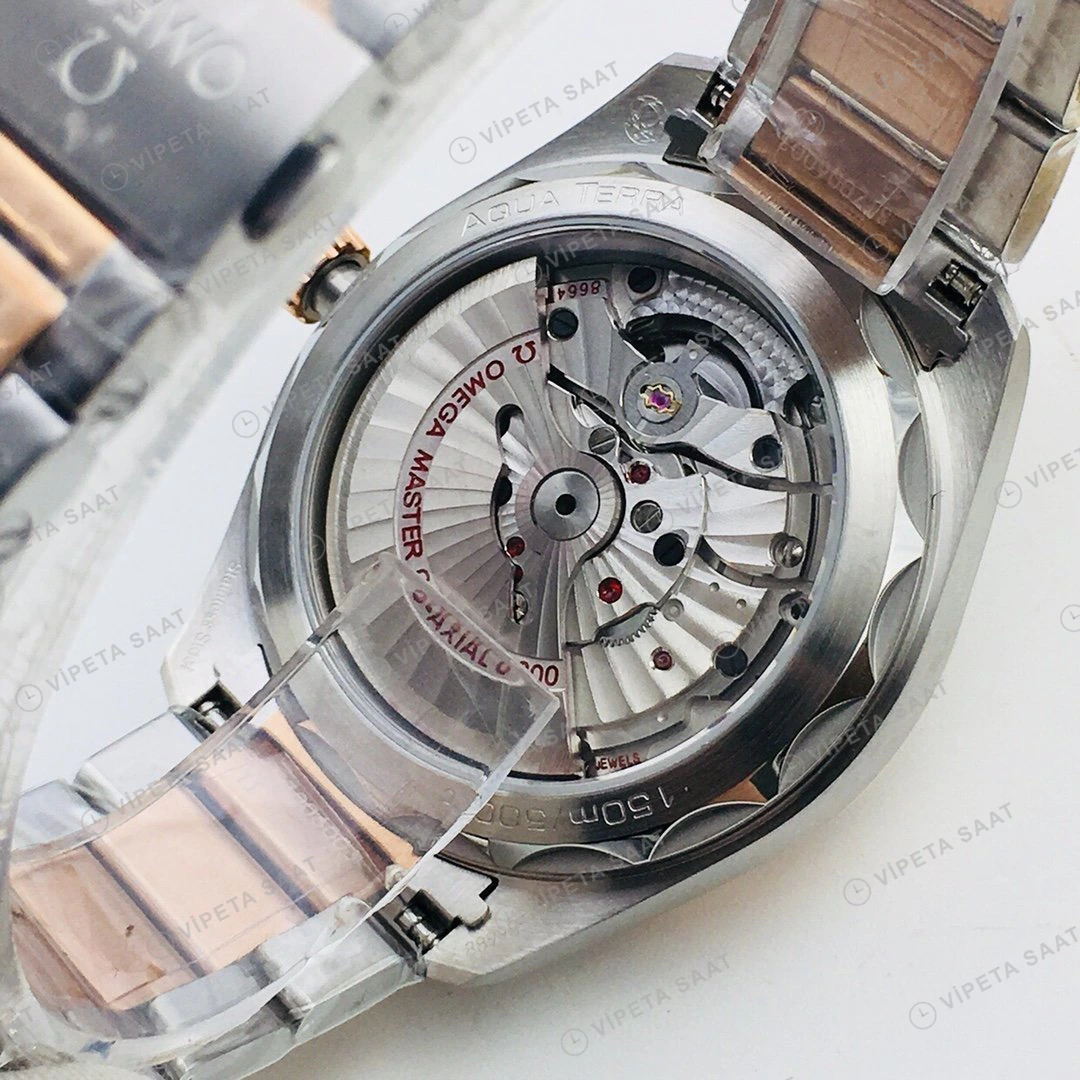 Omega Seamaster Aqua Terra Beyaz Kadran Çelik Gold 41mm Super Clone ETA Eta Saat detay 4