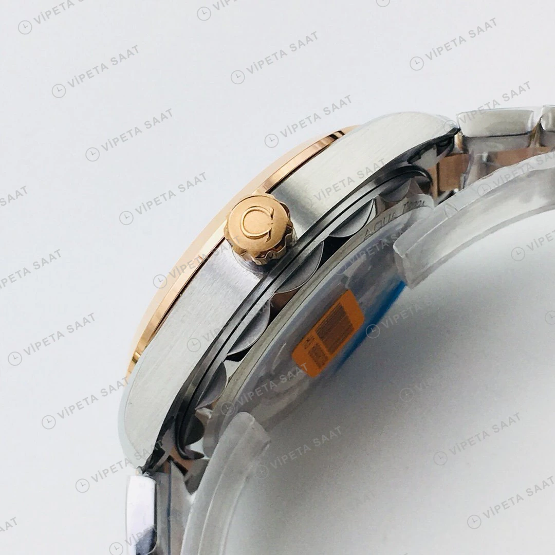 Omega Seamaster Aqua Terra Beyaz Kadran Çelik Gold 41mm Super Clone ETA Eta Saat detay 5
