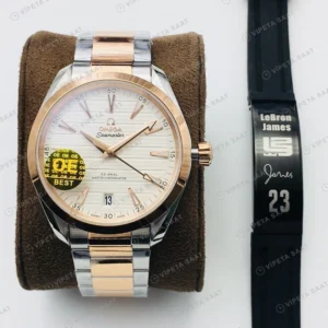 Omega Seamaster Aqua Terra Beyaz Kadran Çelik Gold 41mm Super Clone ETA Eta Saat detay 7