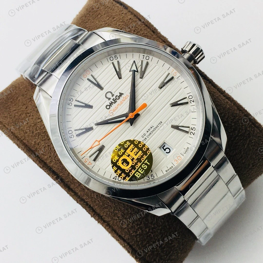 Omega Seamaster Aqua Terra Beyaz Kadran Çelik Super Clone ETA Eta Saat detay 8