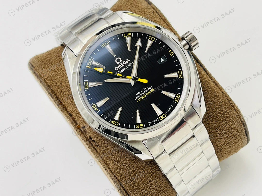 Omega Seamaster Aqua Terra Siyah Kadran Çelik Super Clone ETA Eta Saat detay 7