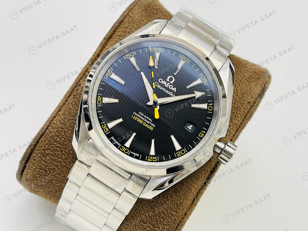 Omega Seamaster Aqua Terra Siyah Kadran Çelik Super Clone ETA Eta Saat detay 9