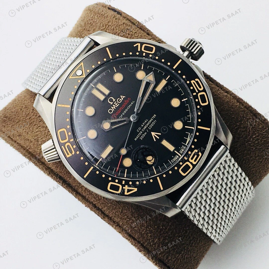 Omega Seamaster Diver 300M 007 Siyah Kadran Çelik 42mm Super Clone ETA Eta Saat detay 7