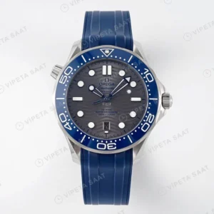 Omega Seamaster Diver 300M Gri Kadran Mavi Silikon Kayış Super Clone ETA Saat karşıdan görünüm