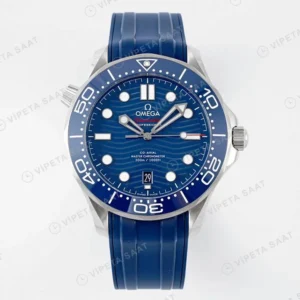 Omega Seamaster Diver 300M Mavi Silikon Kordon Super Clone ETA Saat karşıdan görünüm