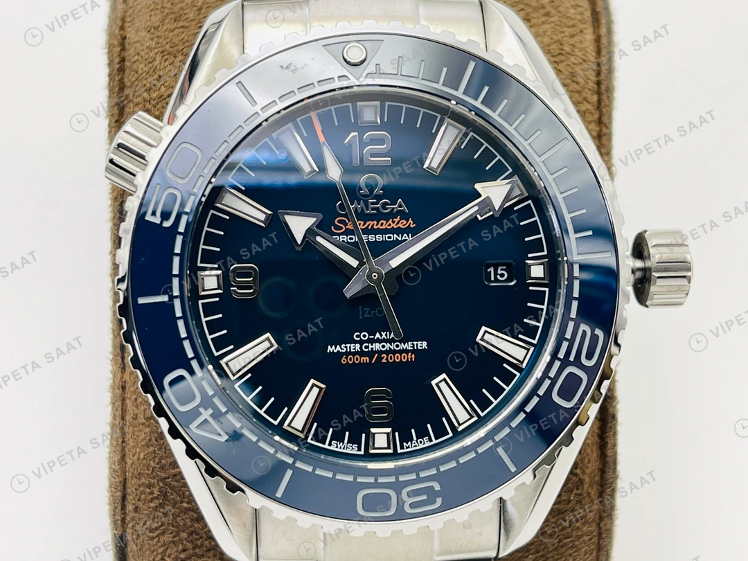 Omega Seamaster Planet Ocean 600M Mavi Kadran Çelik 43.5mm Super Clone ETA Eta Saat detay 4